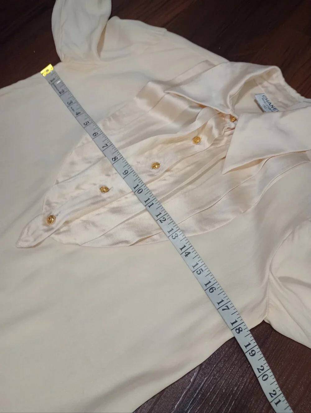 Vintage Chanel Boutique Collared Blouse With Gold Tone Buttons